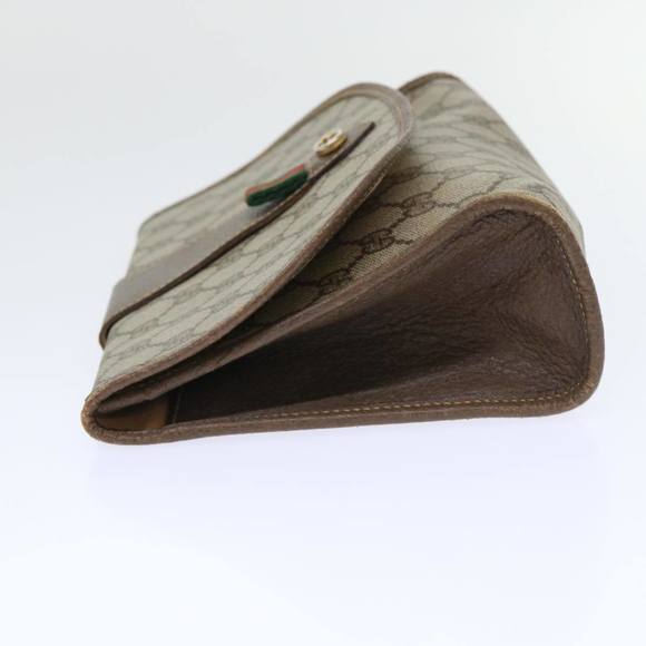 GUCCI GG Canvas Web Sherry Line Clutch Bag PVC Leather Beige Red Auth ep1335 - Picture 4 of 16